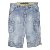 TIMEZONE Mens Denim Blue Cargo Shorts XL W40 Casual Cotton Blend