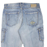 TIMEZONE Mens Denim Blue Cargo Shorts XL W40 Casual Cotton Blend