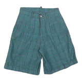 JJ FARGO Womens Shorts Blue Check XS W26 Cotton Blend Casual Classic Fit