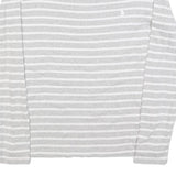 POLO RALPH LAUREN Womens Grey & White Striped Plain Crew Neck Basic Knit Jumper