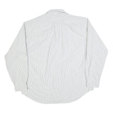 TOMMY HILFIGER Mens White & Grey Striped Shirt XL Cotton Blend Classic Fit Long