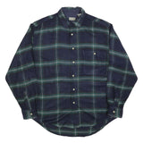 BUGLE BOY Mens Navy Blue Green Check Shirt M Acrylic Long Sleeve Casual