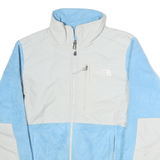 THE NORTH FACE Womens Blue & White Zip Jacket S Polyester Outdoor Casual Fleece