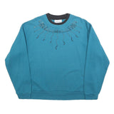 COUNTRY STORE Womens Blue Pullover Crew Neck L Embellished Sweatshirt