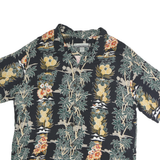 PINEAPPLE CONNECTION Mens Black Hawaiian Shirt XL Tropical Floral Cotton Relaxed