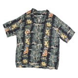 PINEAPPLE CONNECTION Mens Black Hawaiian Shirt XL Tropical Floral Cotton Relaxed