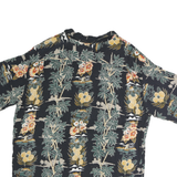 PINEAPPLE CONNECTION Mens Black Hawaiian Shirt XL Tropical Floral Cotton Relaxed