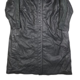 WEILEMANN Womens Black Leather Button Jacket L Leather Long Sleeve Classic