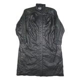 WEILEMANN Womens Black Leather Button Jacket L Leather Long Sleeve Classic