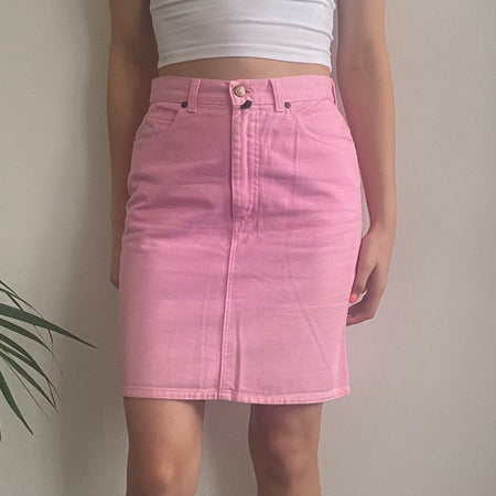 Best Company Denim Skirt - 26W UK 6 Pink Cotton