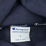 Champion Spellout Hoodie - Small Navy Cotton