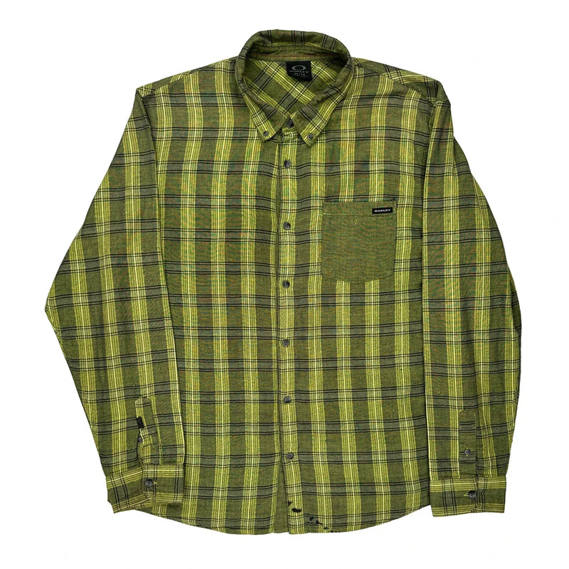 Oakley Checked Flannel Shirt - XL Green Cotton
