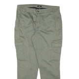 C&A Womens Cotton Blend Slim Green Cargo Trousers W34 L30 Zip Closure