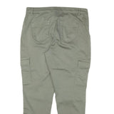C&A Womens Cotton Blend Slim Green Cargo Trousers W34 L30 Zip Closure