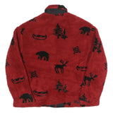 SWEET JESSIE Womens Red & Black Fleece Button Jacket M Polyester Blend Bear
