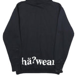HA Mens Black Hoodie XL Cotton Blend Pullover Sweatshirt with Print