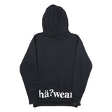 HA Mens Black Hoodie XL Cotton Blend Pullover Sweatshirt with Print