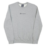 CHAMPION Mens Grey S Crew Neck Sweatshirt Cotton Blend Logo Casual