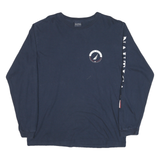 NAUTICA Mens Blue Long Sleeve Crew Neck Printed Logo Sleeve Cotton Blend L