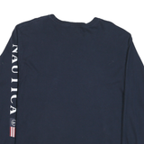 NAUTICA Mens Blue Long Sleeve Crew Neck Printed Logo Sleeve Cotton Blend L