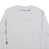 CARHARTT Mens Grey XL Long Sleeve Crew Neck Cotton Logo Print T-Shirt