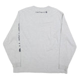 CARHARTT Mens Grey XL Long Sleeve Crew Neck Cotton Logo Print T-Shirt