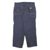 CARHARTT Mens Cotton Blend Blue Regular Straight Trousers W38 L30 Workwear Zip