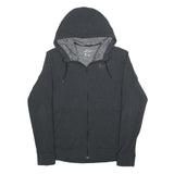 NIKE Mens Black Grey Cotton Blend Full Zip Hoodie M Dri-FIT Lightweight