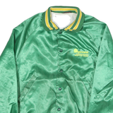ARISTO JAC Mens Green Nylon Bomber Jacket L Satin Finish Button Closure
