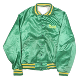 ARISTO JAC Mens Green Nylon Bomber Jacket L Satin Finish Button Closure