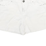 EARL JEAN Womens Shorts White UK 12 W32 Cotton Blend Studded Embellished
