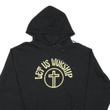 CHAMPION Mens Black Hoodie M Let Us Worship Cotton Blend Pullover