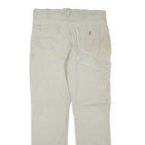 CARHARTT Mens Cotton Blend Beige Regular Fit Trousers W38 L33 Workwear Zip