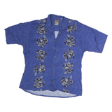 PINEAPPLE CONNECTIONS Mens Blue Cotton Shirt M Button Front Dragon Print Casual