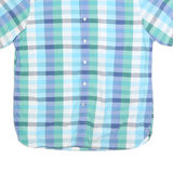 NAUTICA Mens Blue Green Check Shirt XL Cotton Blend Short Sleeve Casual