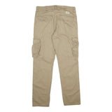 WRANGLER Mens Cotton Blend Beige Regular Cargo Trousers W34 L32 Utility Pocket