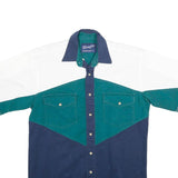 WRANGLER Mens Blue & Green & White Western Shirt S Short Sleeve Cotton Button