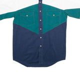 WRANGLER Mens Blue & Green & White Western Shirt S Short Sleeve Cotton Button