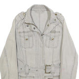 BARBOUR Womens Beige Cotton Blend Casual Jacket UK 8 Zip Up Belted Lightweight