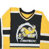 Mens Black & Yellow Graphic Long Sleeve V-Neck Sport T-Shirt Size S Athletic