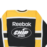 Mens Black & Yellow Graphic Long Sleeve V-Neck Sport T-Shirt Size S Athletic