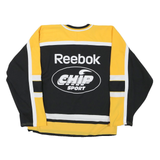 Mens Black & Yellow Graphic Long Sleeve V-Neck Sport T-Shirt Size S Athletic