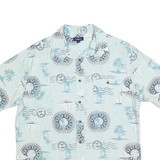 CROFT & BARROW Mens Blue Casual Shirt M Cotton Blend Compass Print Vacation