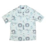 CROFT & BARROW Mens Blue Casual Shirt M Cotton Blend Compass Print Vacation