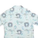 CROFT & BARROW Mens Blue Casual Shirt M Cotton Blend Compass Print Vacation