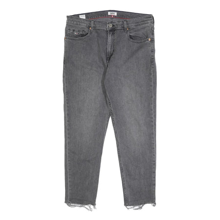 TOMMY JEANS Womens Regular Grey Denim Raw Hem W32 L25 Zip Closure Cotton Blend