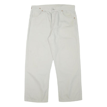 LEVI'S Mens Cotton Blend White Regular Straight Trousers W36 L27 Casual Zip