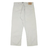 LEVI'S Mens Cotton Blend White Regular Straight Trousers W36 L27 Casual Zip