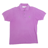 LACOSTE Mens Purple Short Sleeve Plain S Cotton Blend Polo Shirt Classic Fit
