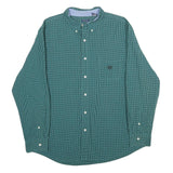 CHAPS Mens Green & Black Check Shirt XL Button-Down Collar Long Sleeve